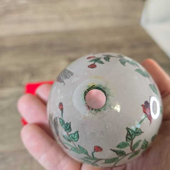 Vintage 1990 Bill Yee Inside Painted Glass Floral Hummingbird Ornament - Picture 6 of 10